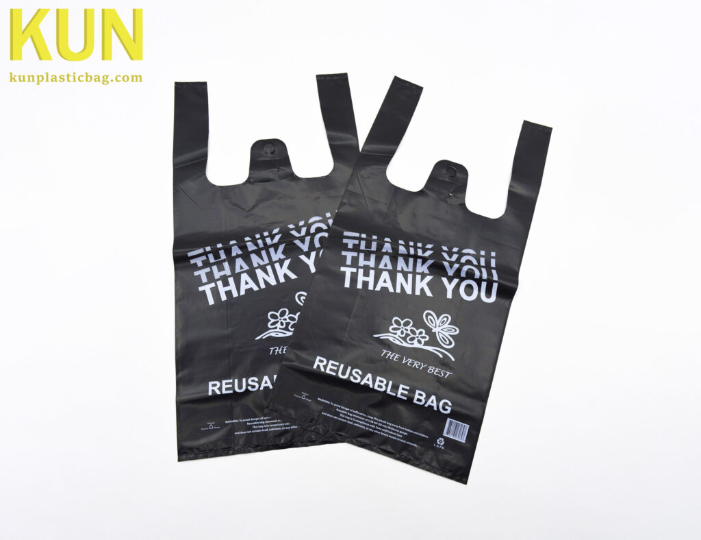 Black Thank You Plastic T-Shirt Bags