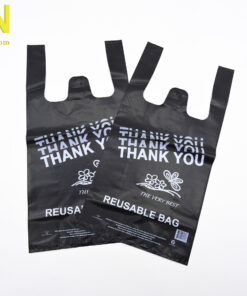 Black Thank You Plastic T-Shirt Bags